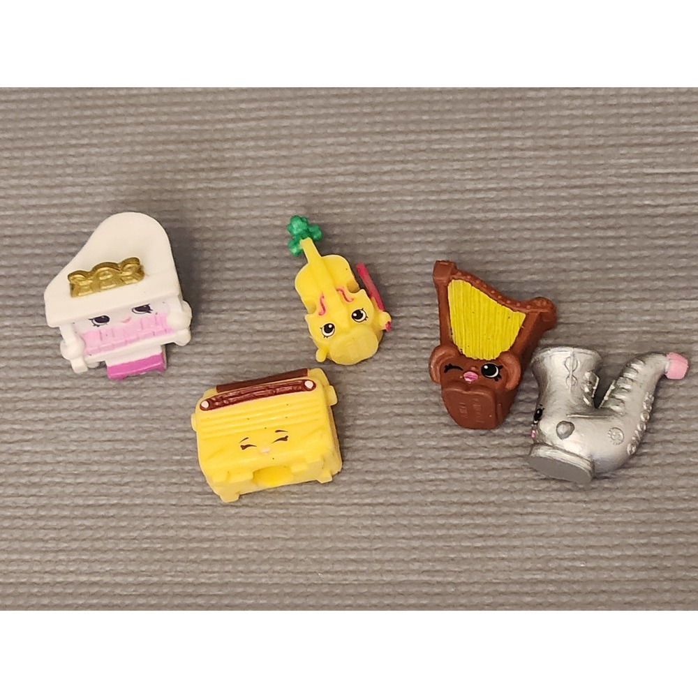 Shopkins Musical Instruments Lot Piano Violin Harp Saxophone Organ Figures‎